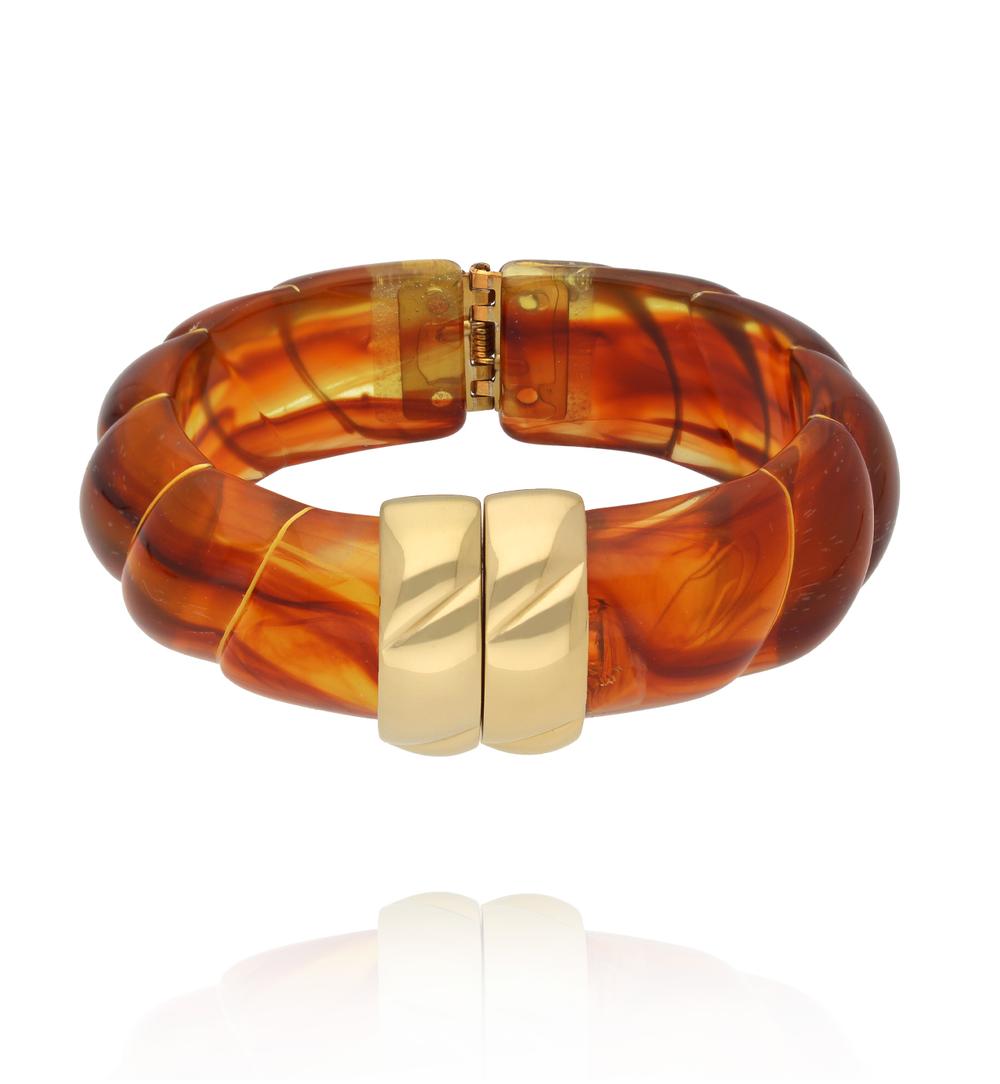 Bransoletka w odcieniu bursztynowego brązu ze złotym zapięciem BEU0006