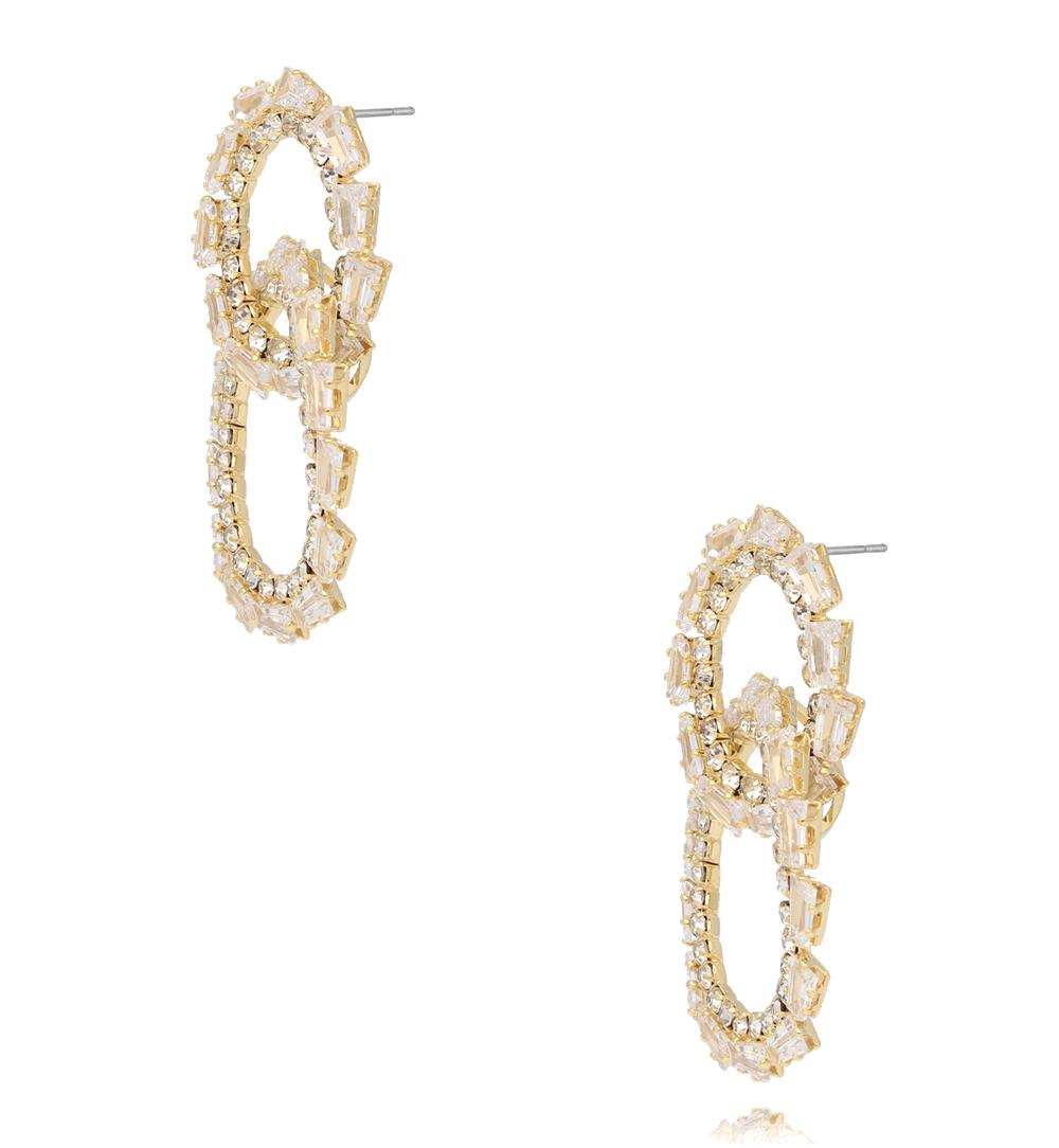 Kolczyki z kryształowymi kółkami w złotym odcieniu KLU0192