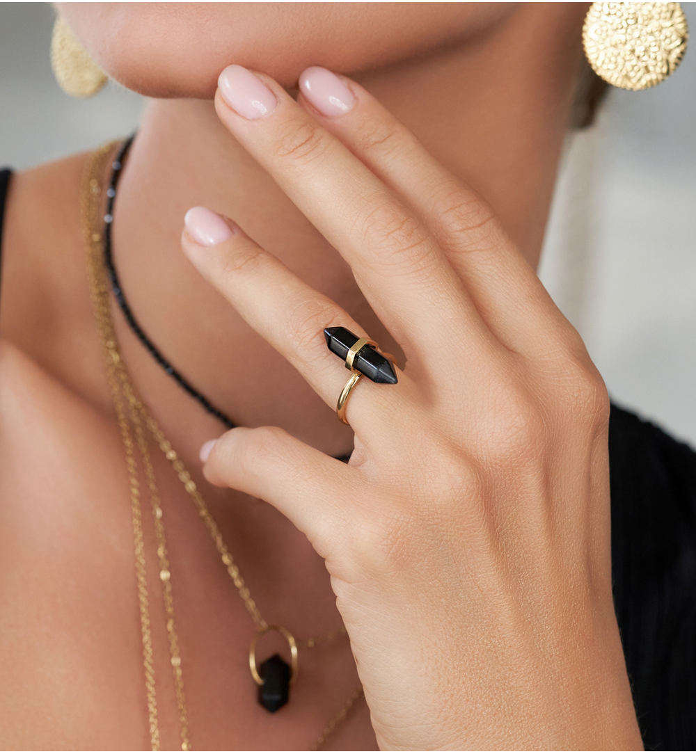 Pierścionek z obsydianem Summer Breeze PLB0028