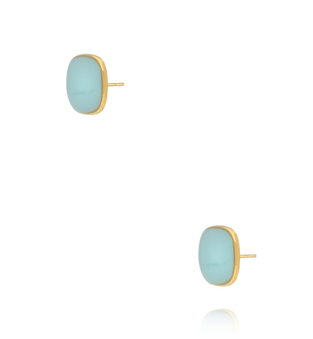 Kolczyki pozłacane kwadratowe z turkusową emalią KSY0361