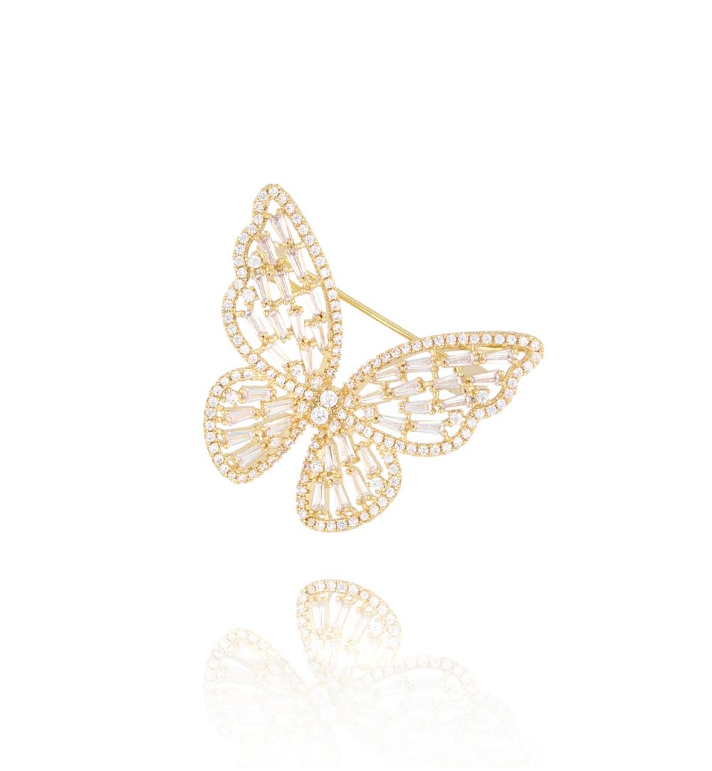 Broszka z transparentnym motylem Papillon de Cristal BRSS0220
