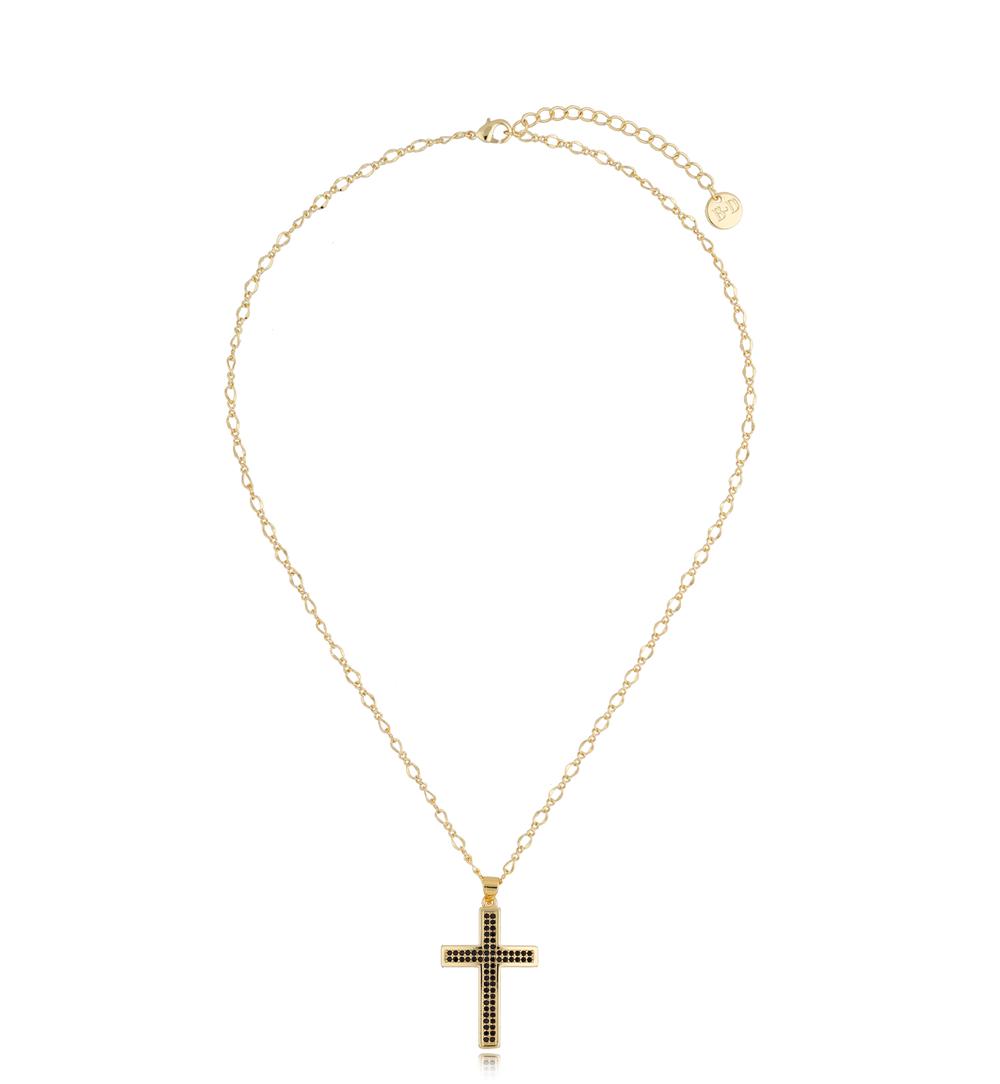 Naszyjnik z krzyżykiem czarny Madeline NRG0448
