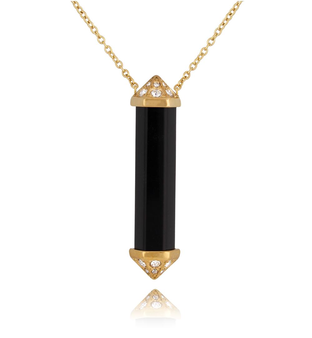 Naszyjnik z obsydianem i cyrkoniami Cristal Stone NLB0269