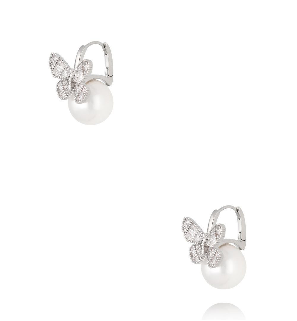 Kolczyki srebrne z perłami i motylkami KSS2175