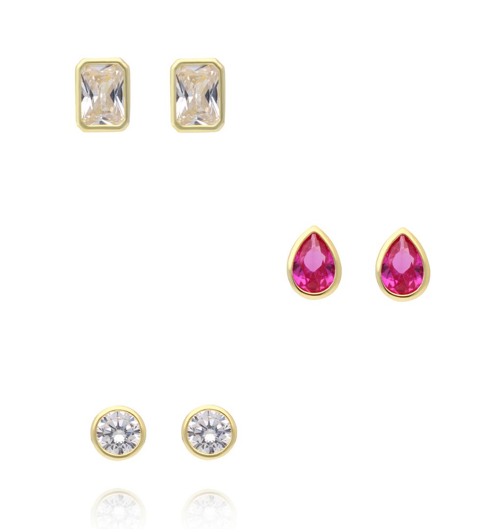 Zestaw kolczyków pozłacanych z cyrkoniami KLT0061