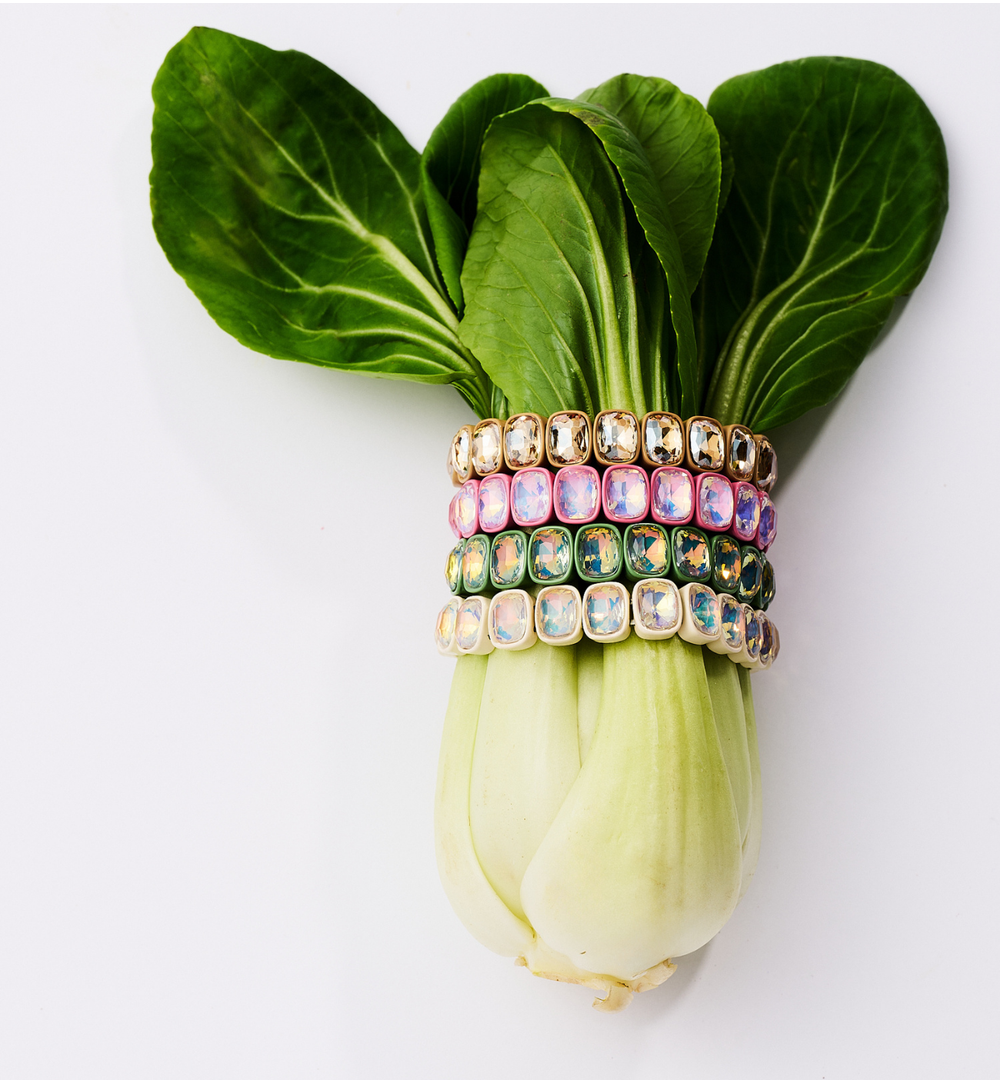 Bransoletka zielona z kryształami BCR0021