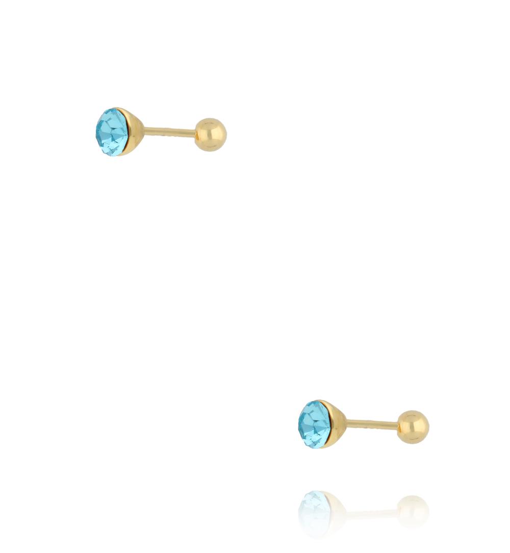 Kolczyki z niebieskim kryształem w złotej oprawie KCA0166