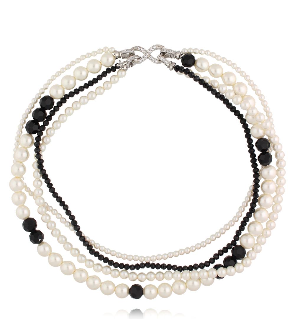 Naszyjnik czarno biały z perłami NPE0356