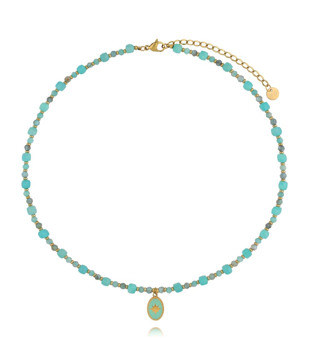 Naszyjnik z amazonitem i zawieszką gwiazdy NTW1641