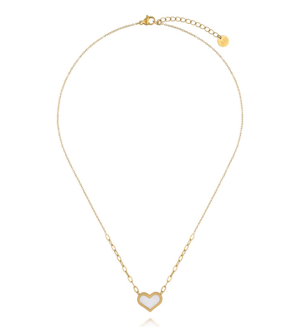 Naszyjnik z sercem z masą perłową NSY0880