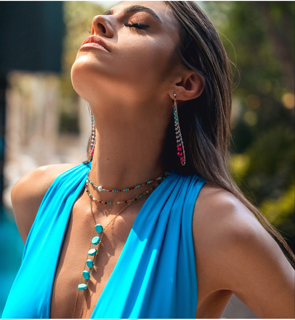 Naszyjnik z niebieskimi agatami Zuhra NSC0361