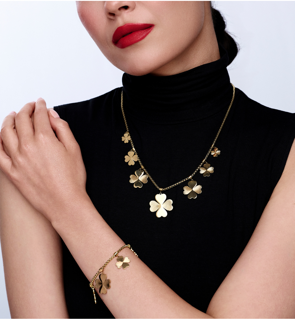 Naszyjnik z koniczynkami złoty NEA0039