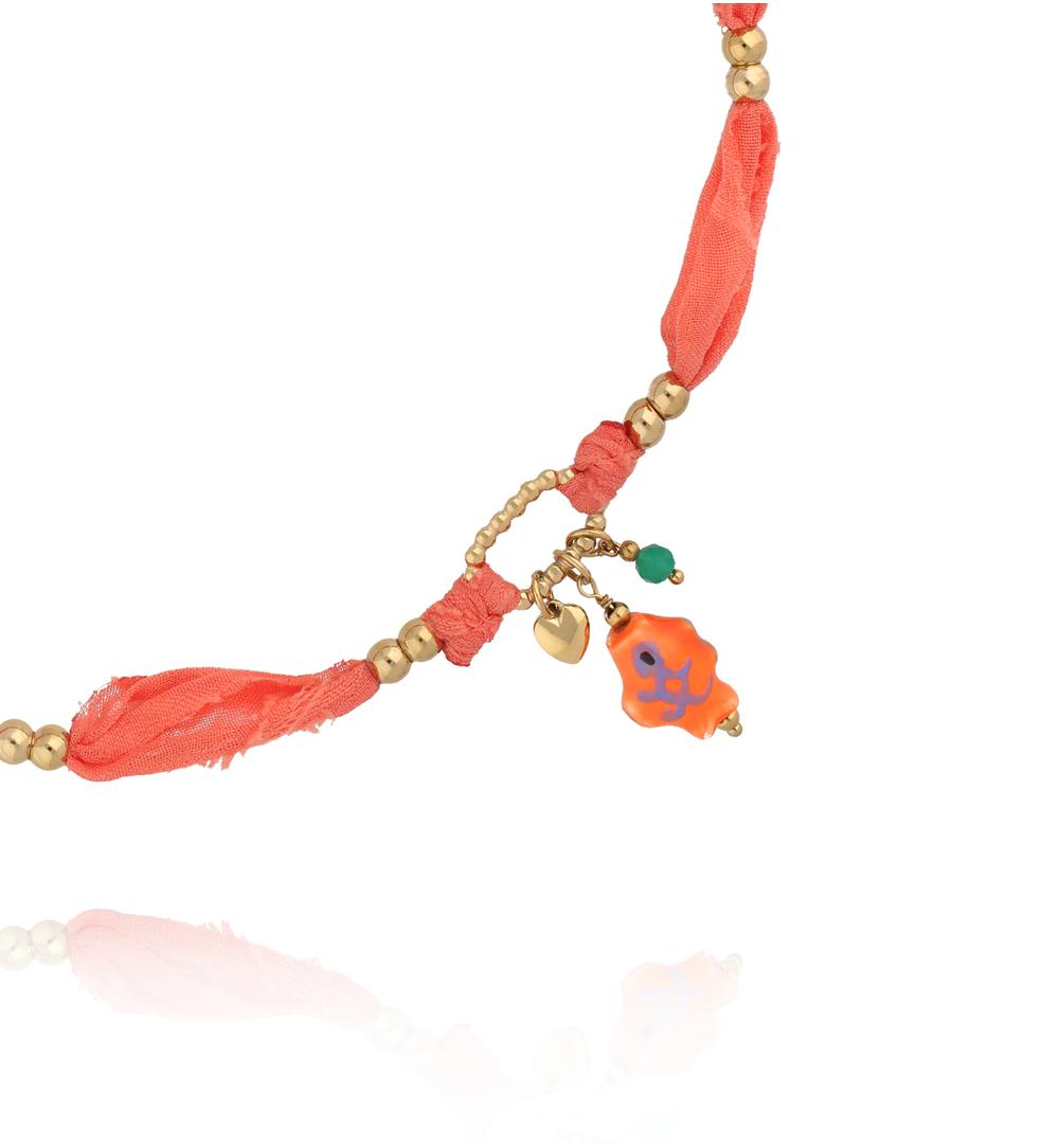 Naszyjnik z tkaniny z dekoracyjnymi zawieszkami NSH0127