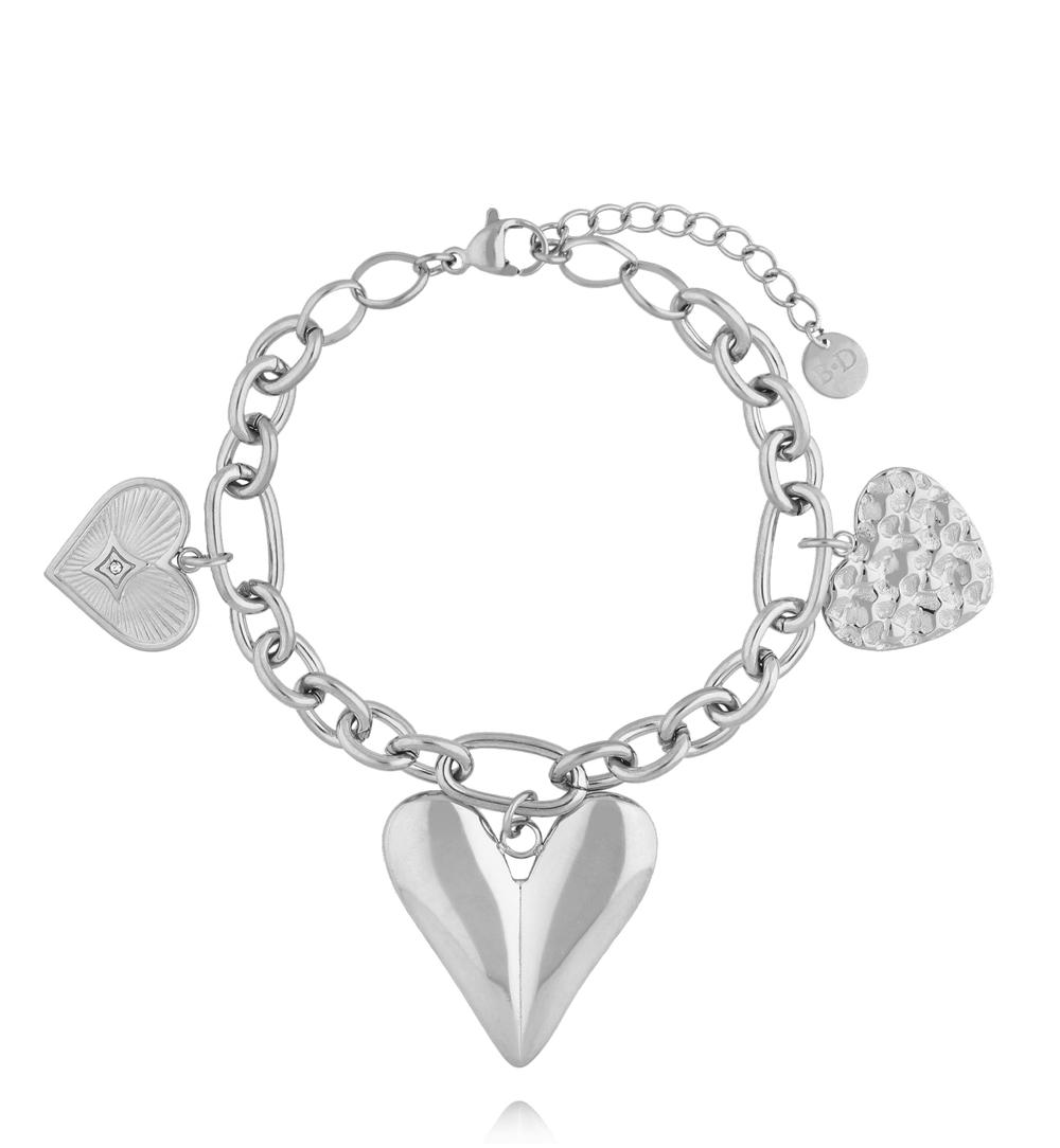 Zestaw biżuterii z sercami srebrny ZN0163