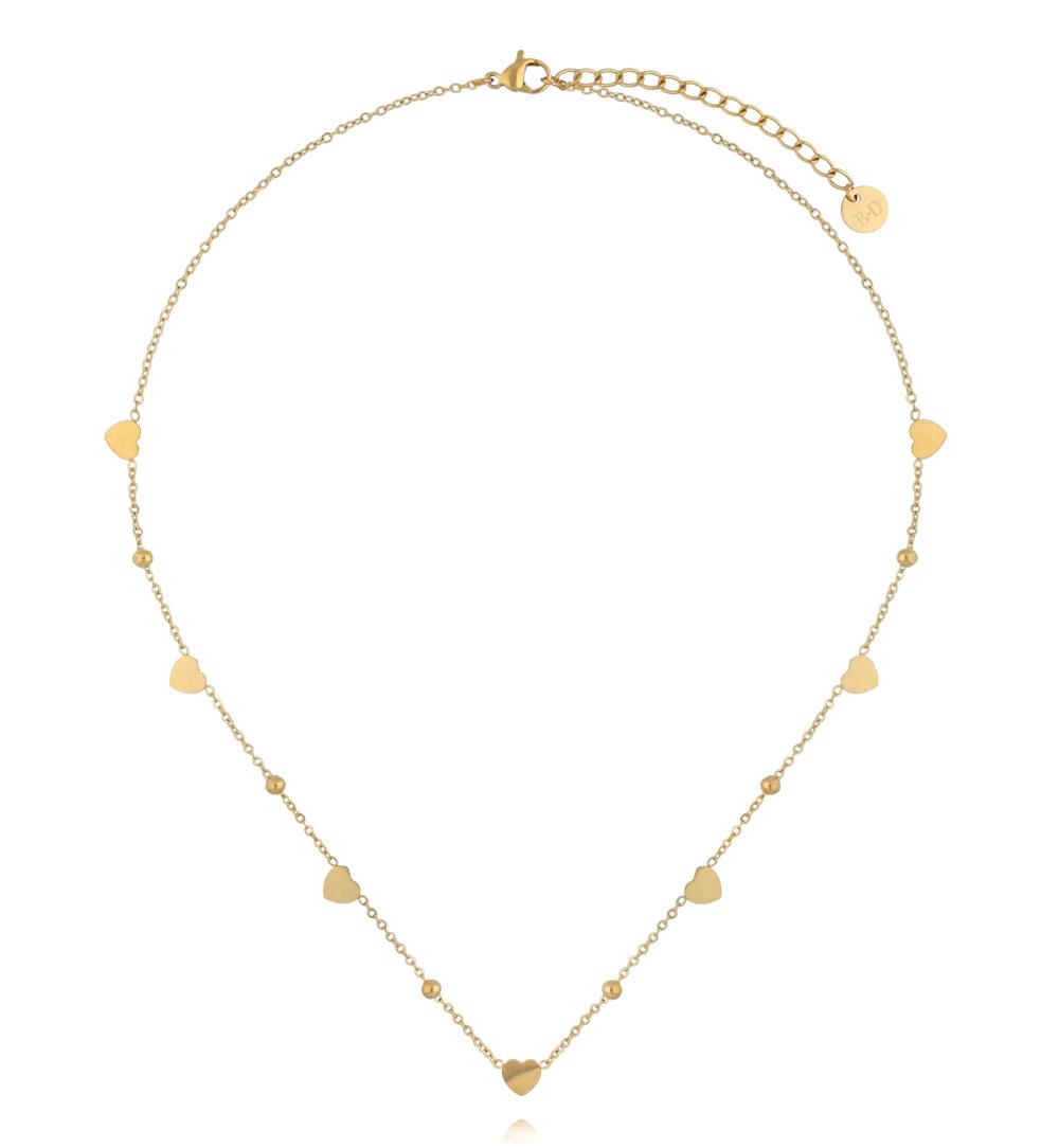 Naszyjnik z drobnymi serduszkami i kuleczkami w kolorze złota NSY0926