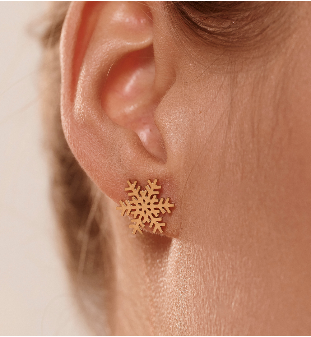 Zestaw biżuterii złotej ze śnieżynkami ZN0084