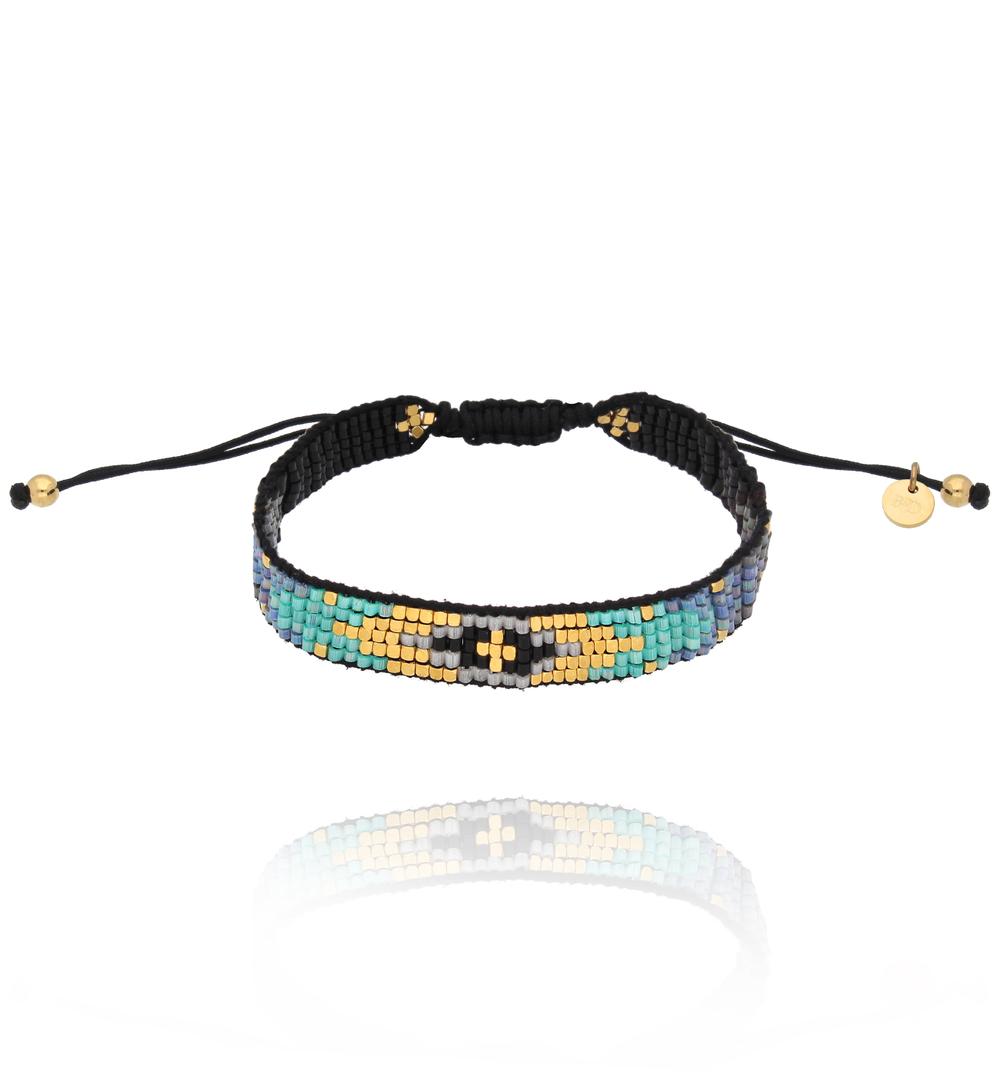 Bransoletka czarno turkusowa z koralikami Miyuki Keiko BSC1841