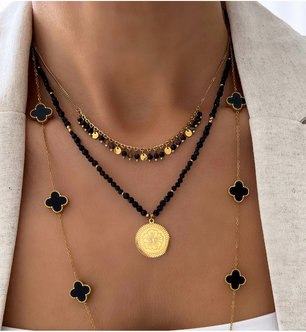 Naszyjnik z czarnymi agatami Paradise Jewels NPA1250
