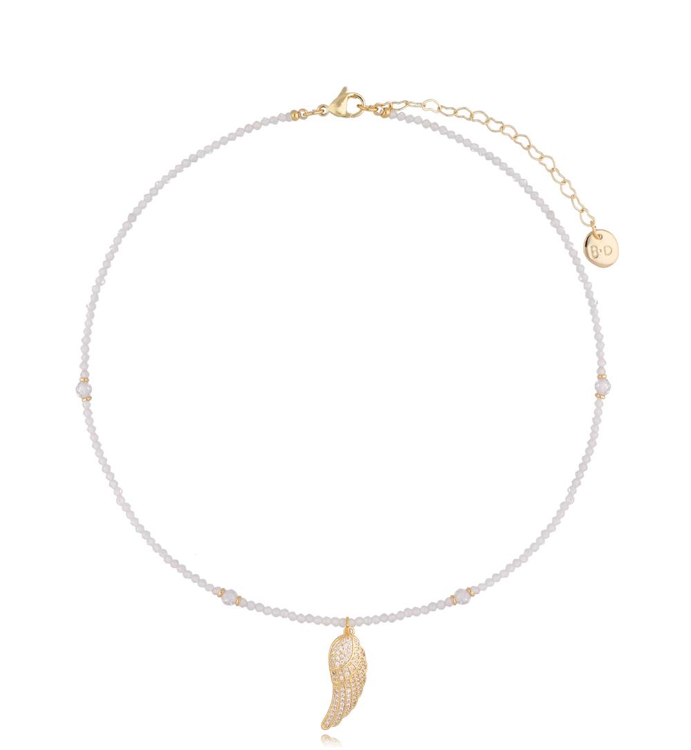 Naszyjnik biały ze skrzydełkiem Angel Wings NTW0782