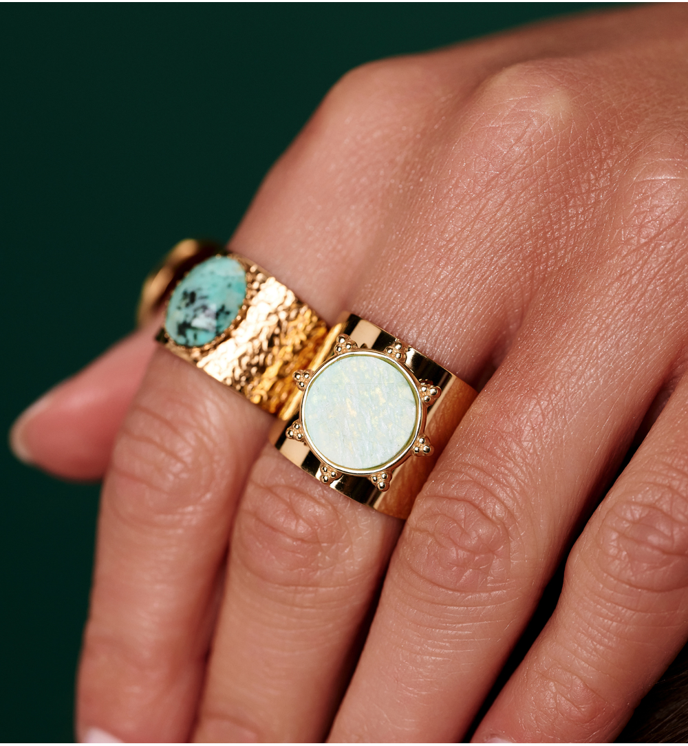 Pierścionek z turkusem afrykańskim szeroki PEA0061