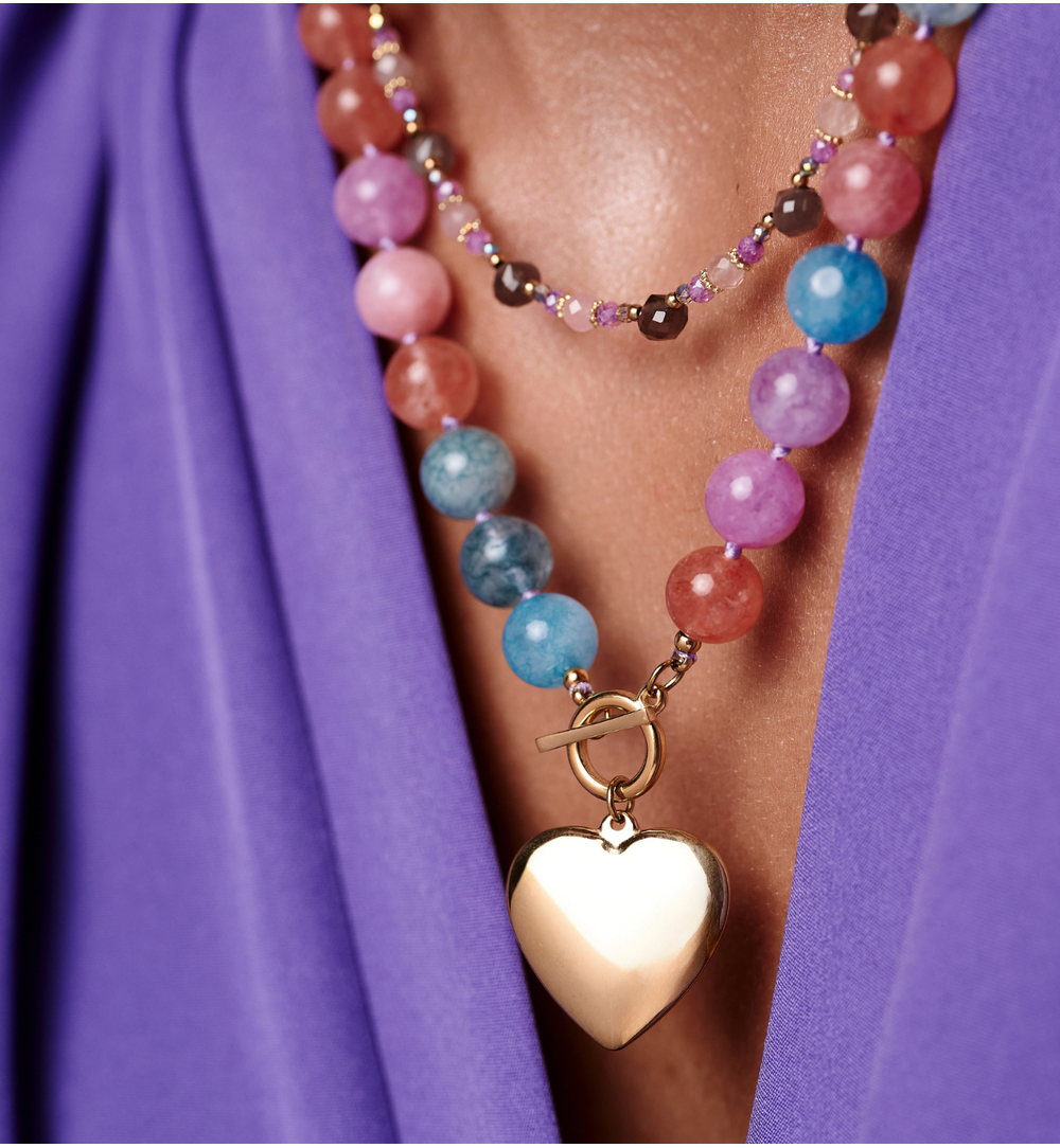 Zestaw naszyjników z kamieni naturalnych z sercem ZN0177