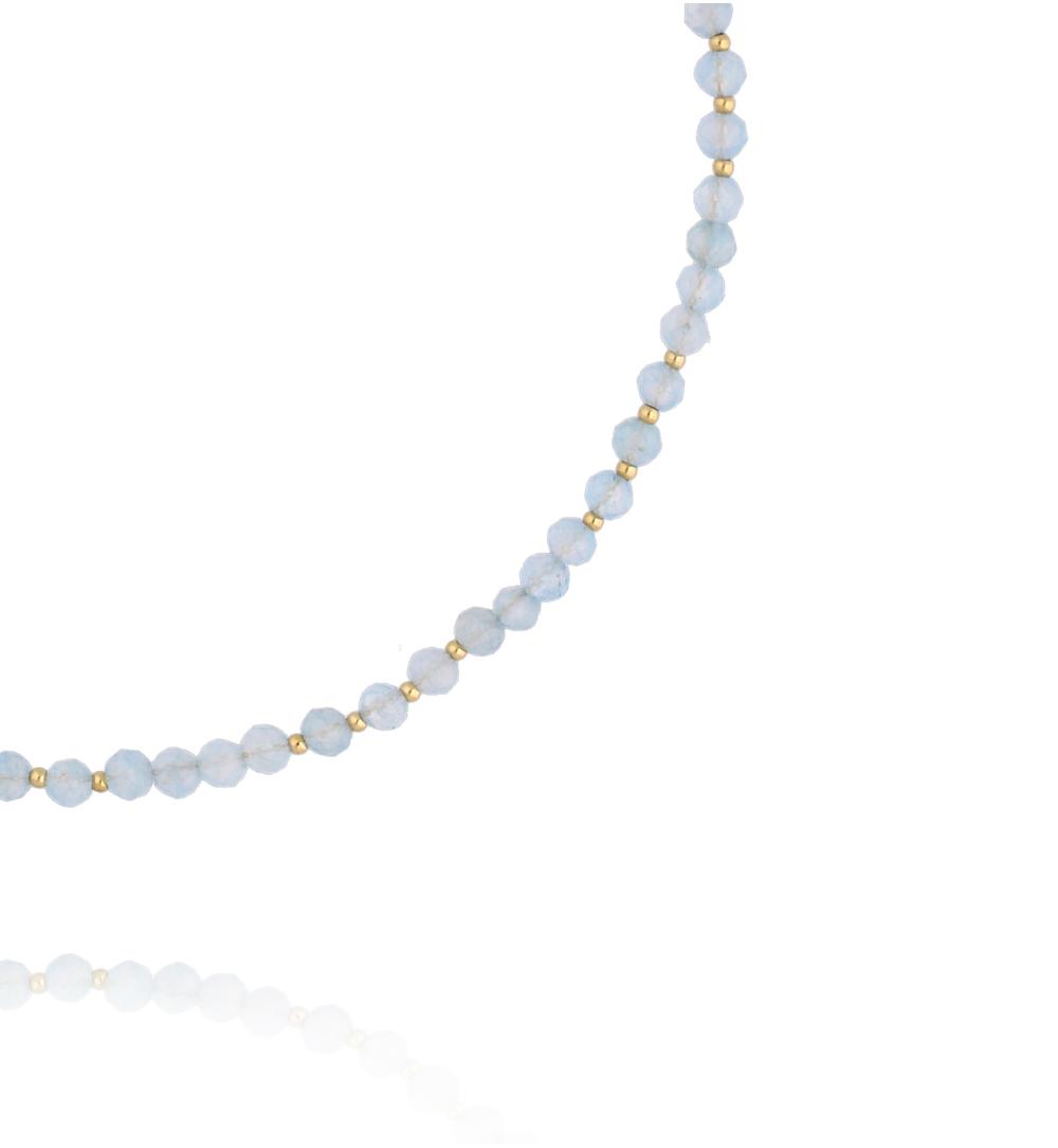 Naszyjnik z niebieskiego jadeitu z pozłacanymi detalami NPA1577