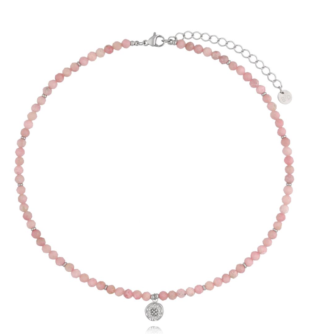 Naszyjnik z różowymi opalami i srebrną zawieszką NTW1667