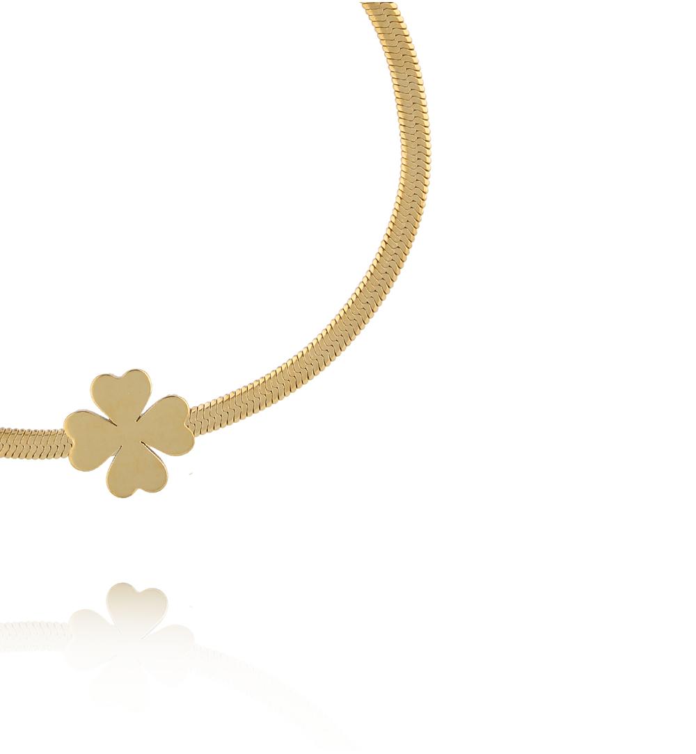 Bransoletka złota żmijka z koniczynką BEA0063