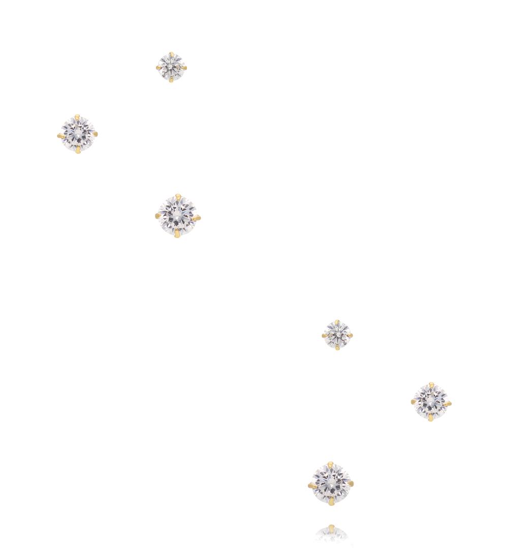 Zestaw kolczyków złotych – klasyczne cyrkonie KCA0192