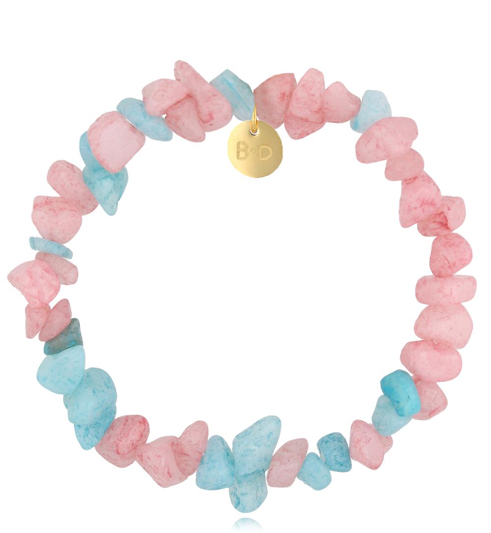 Bransoletka różowo niebieska z agatami sieczka Aviva BPA0416