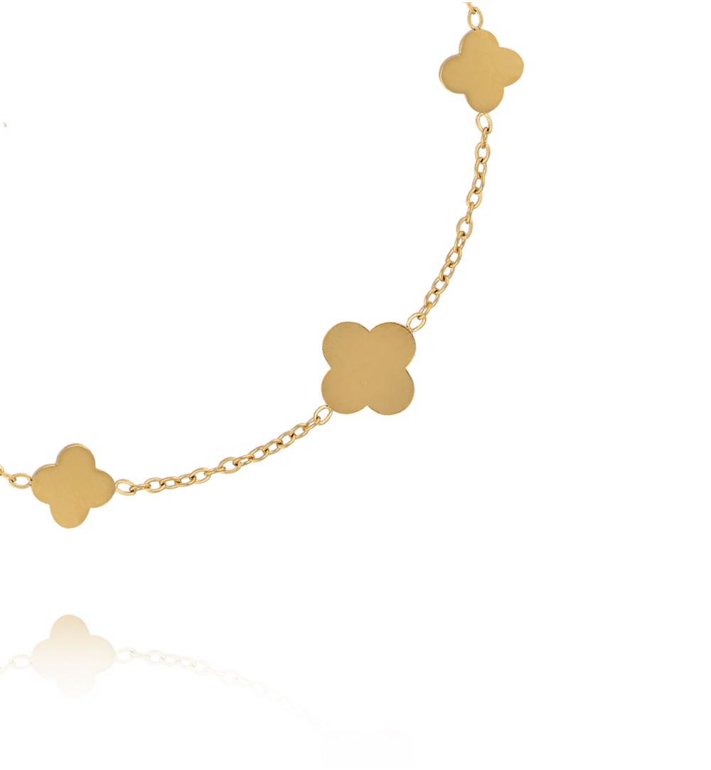 Bransoletka z koniczynkami na złotym łańcuszku BSY0606