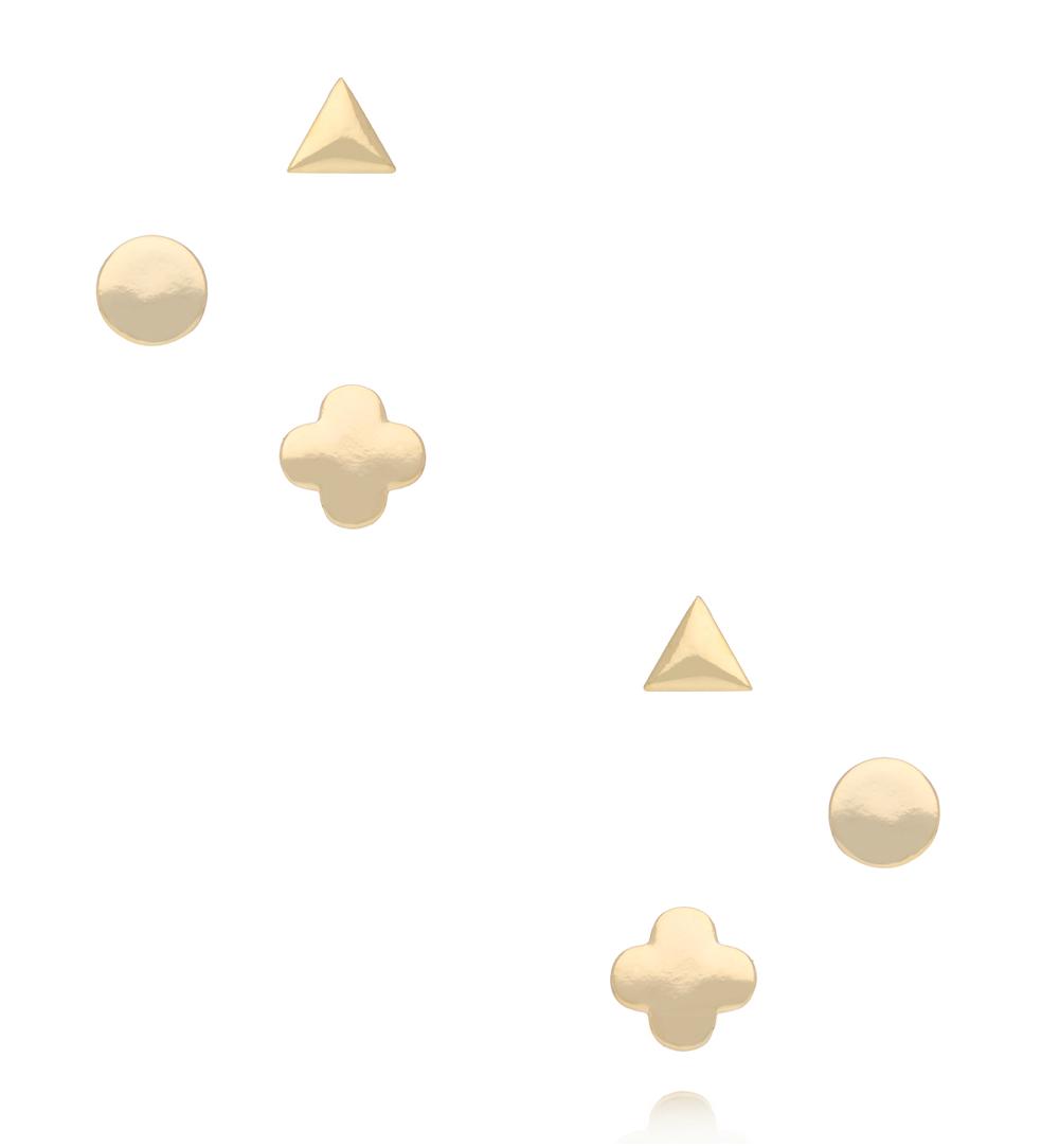 Zestaw złoconych geometrycznych kolczyków KMB0023