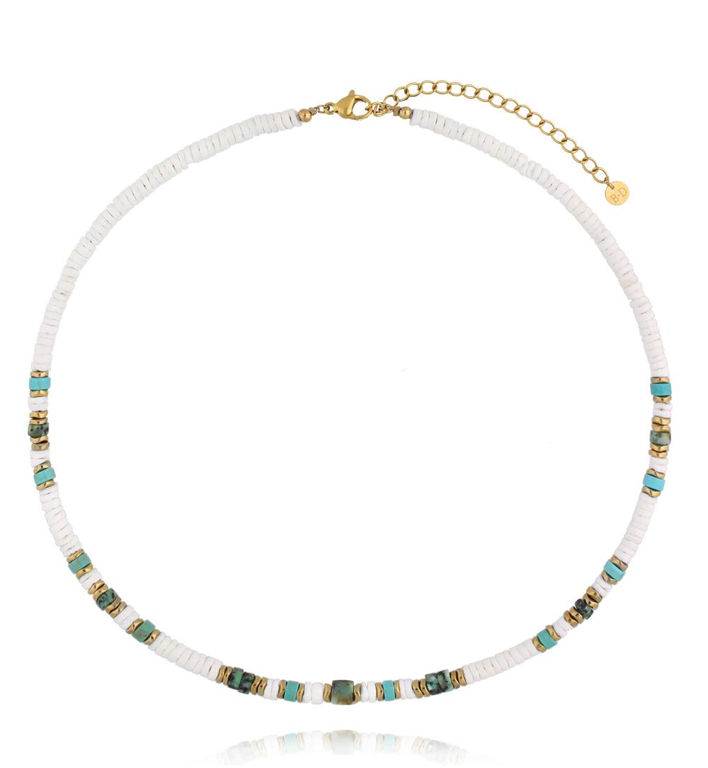 Zestaw naszyjników  w odcieniach turkusu i bieli ZN0210