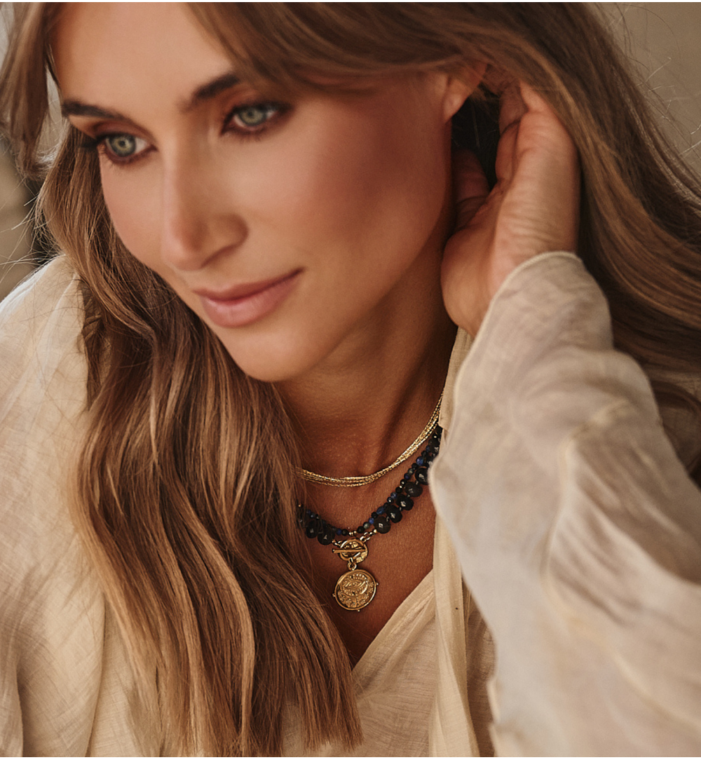 Naszyjnik z łańcuszkami złoty NSY0545