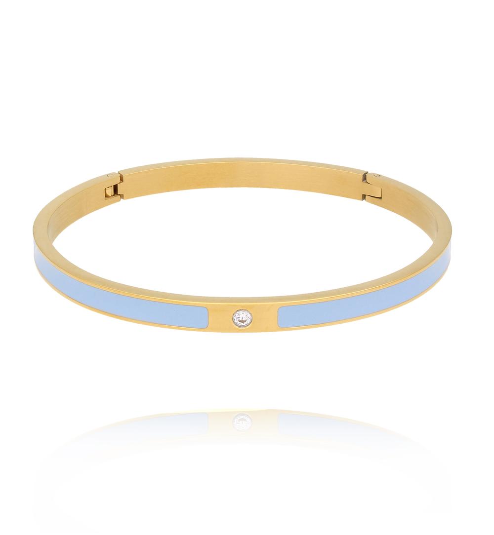 Zestaw bransoletek w odcieniu baby blue ze złotymi detalami ZN0145