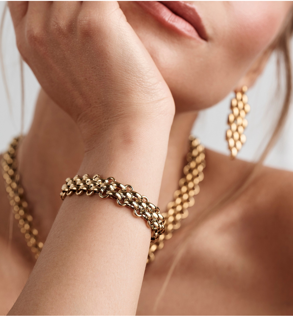 Zestaw biżuterii w złotym splocie ZN0035