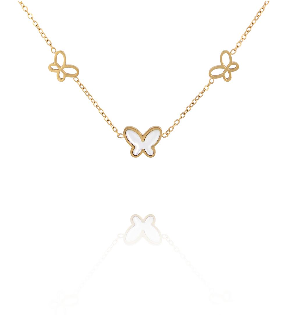 Naszyjnik z motylkami złoty NSY0890