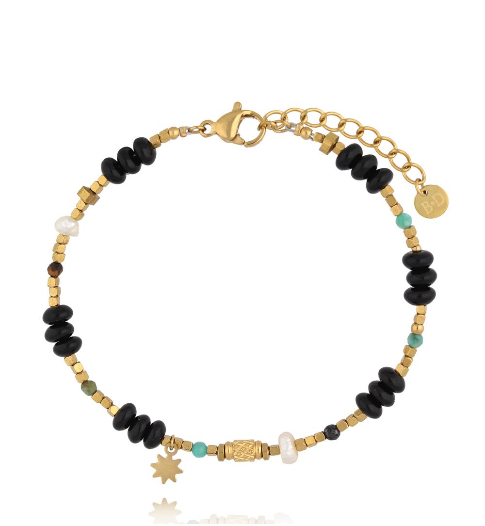 Zestaw biżuterii z czarnych kamieni naturalnych ZN0193