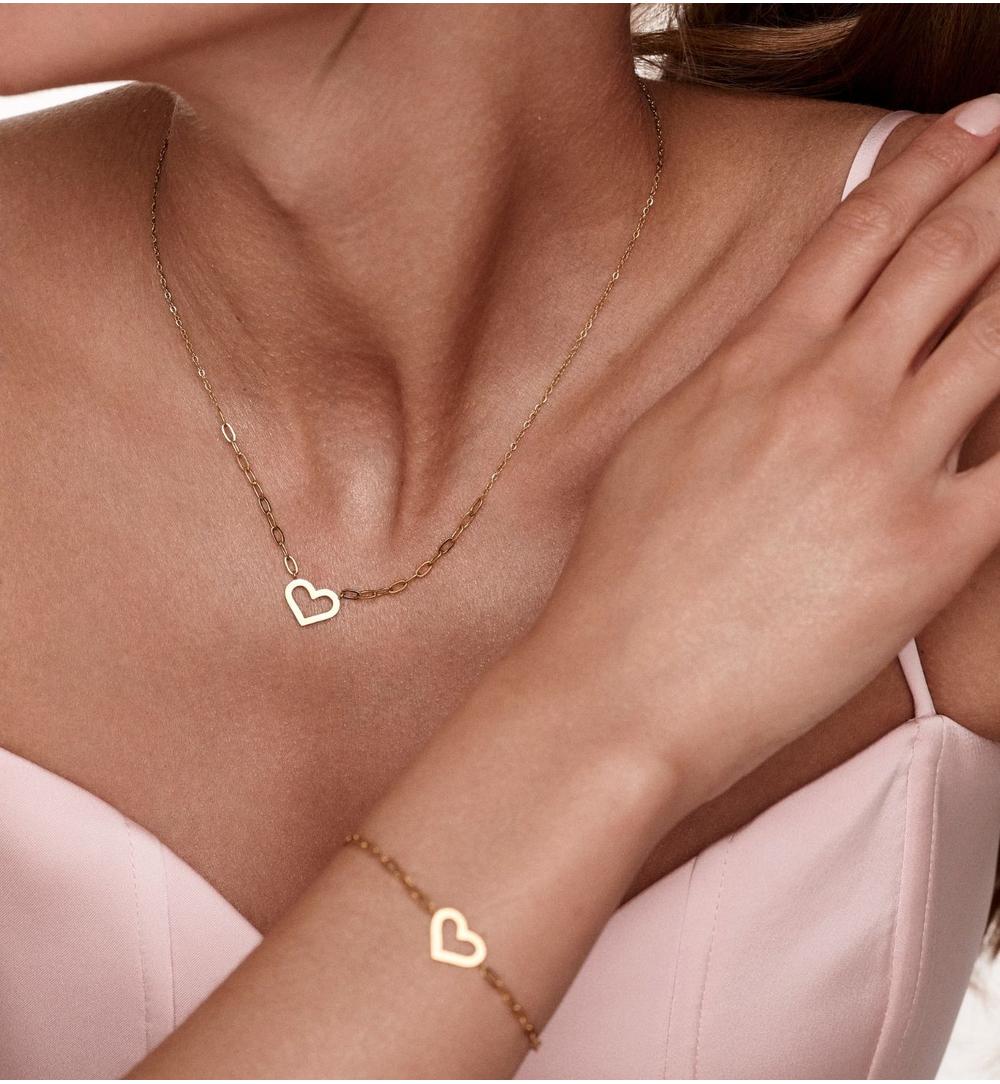 Zestaw biżuterii ze złotymi sercami ZN0232