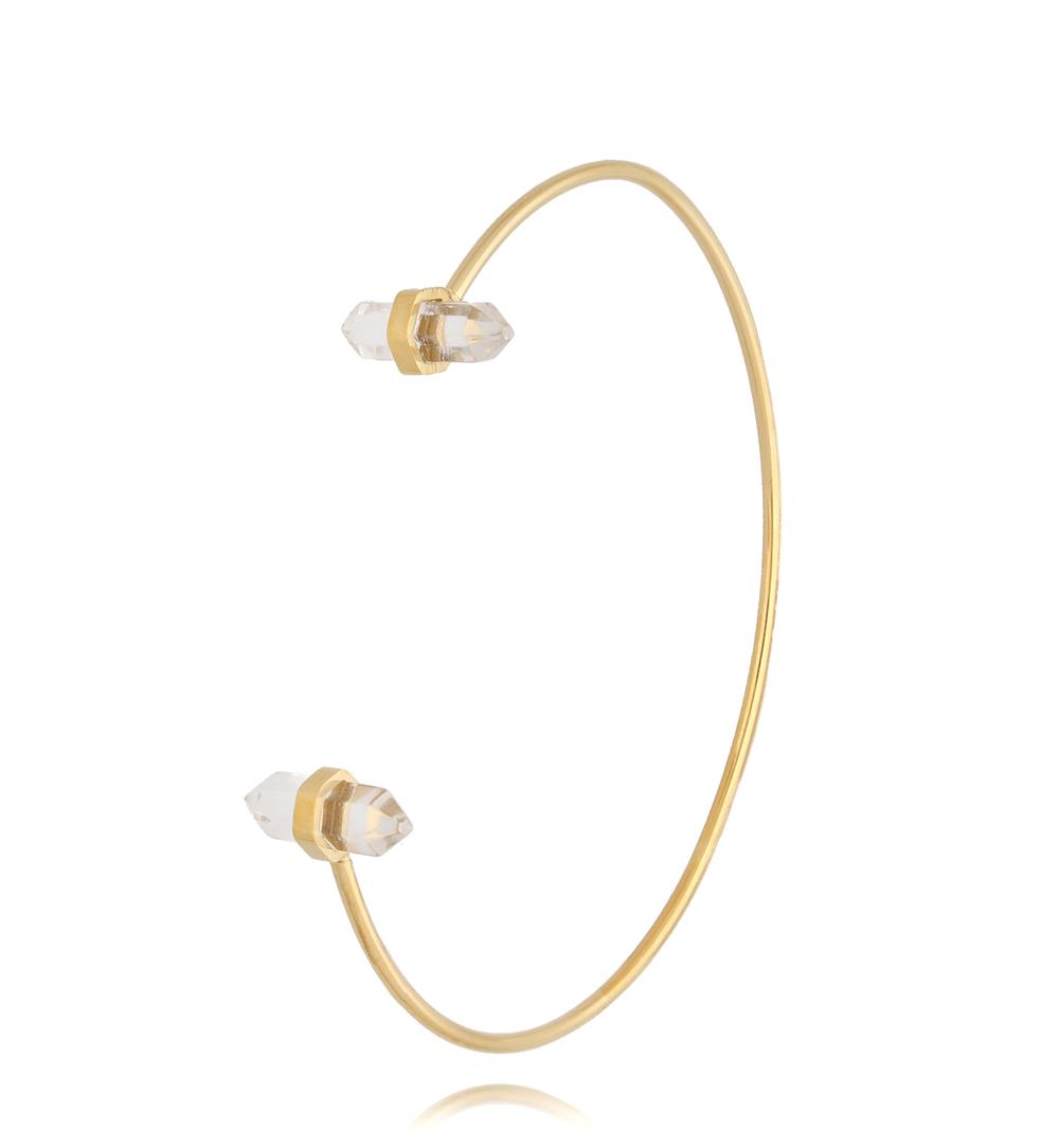 Bransoletka obręcz z podwójnym kryształem górskim Shelly BLB0167