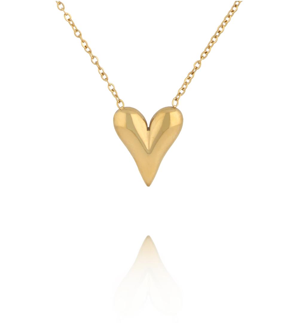 Naszyjnik z sercem ze stali szlachetnej złoty NSY0937