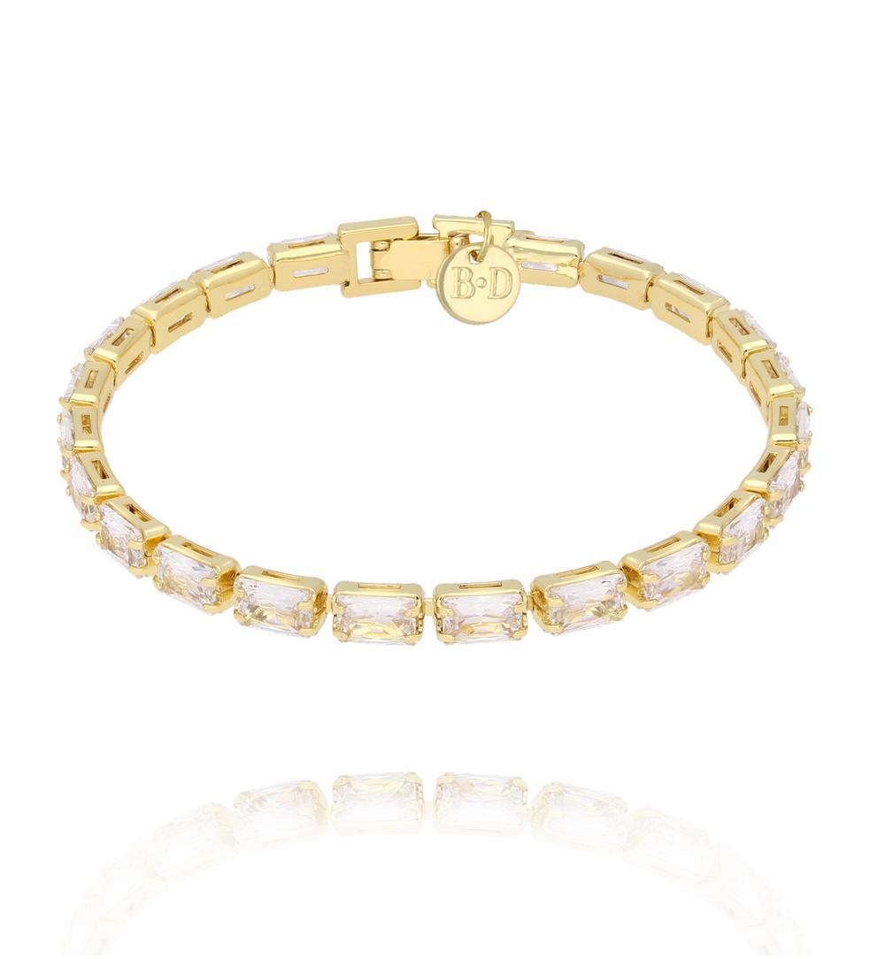 Bransoletka tenisowa z prostokątnymi kryształami BSS0282