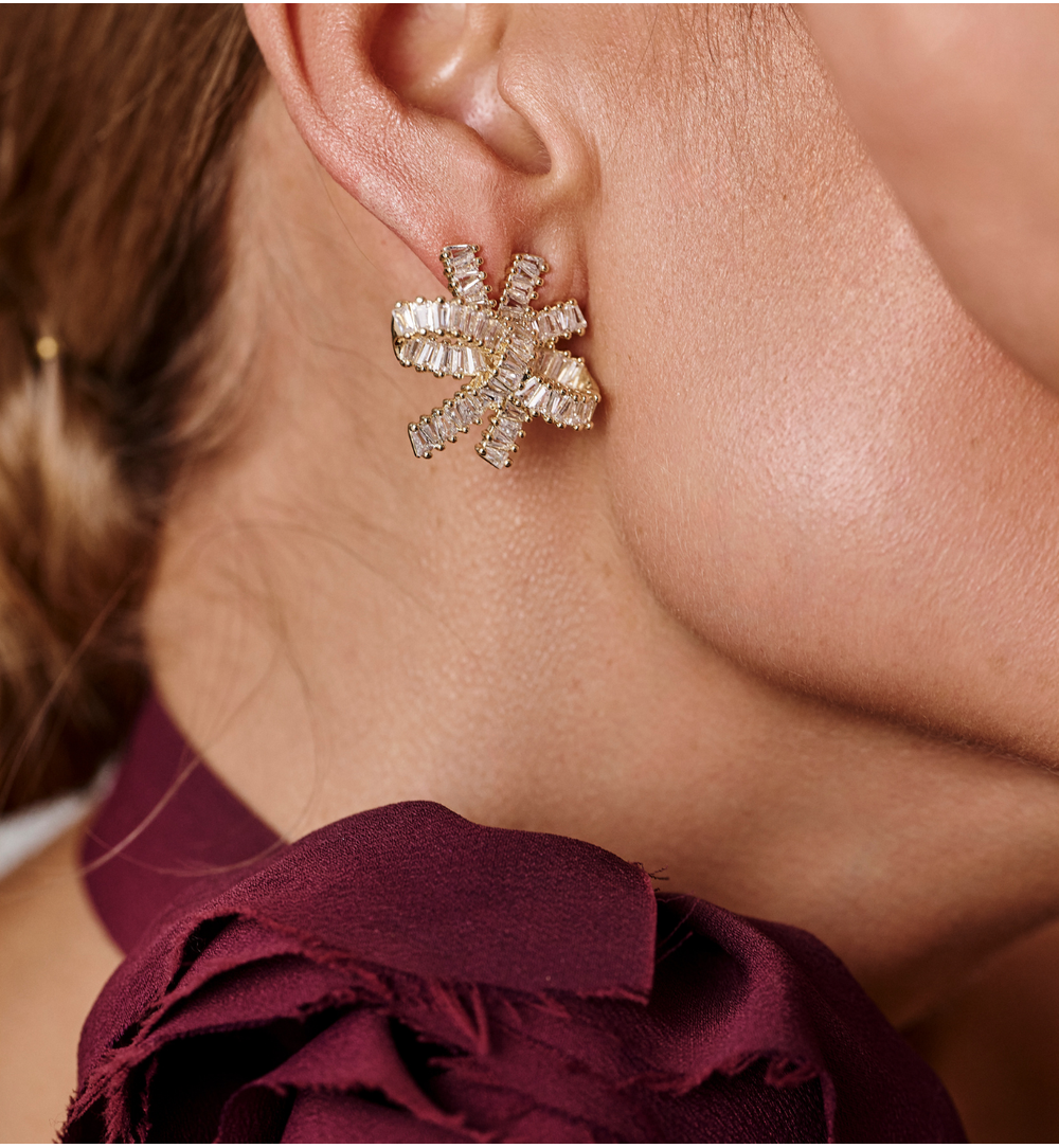 Kolczyki złote z cyrkoniową kokardą KSS2168