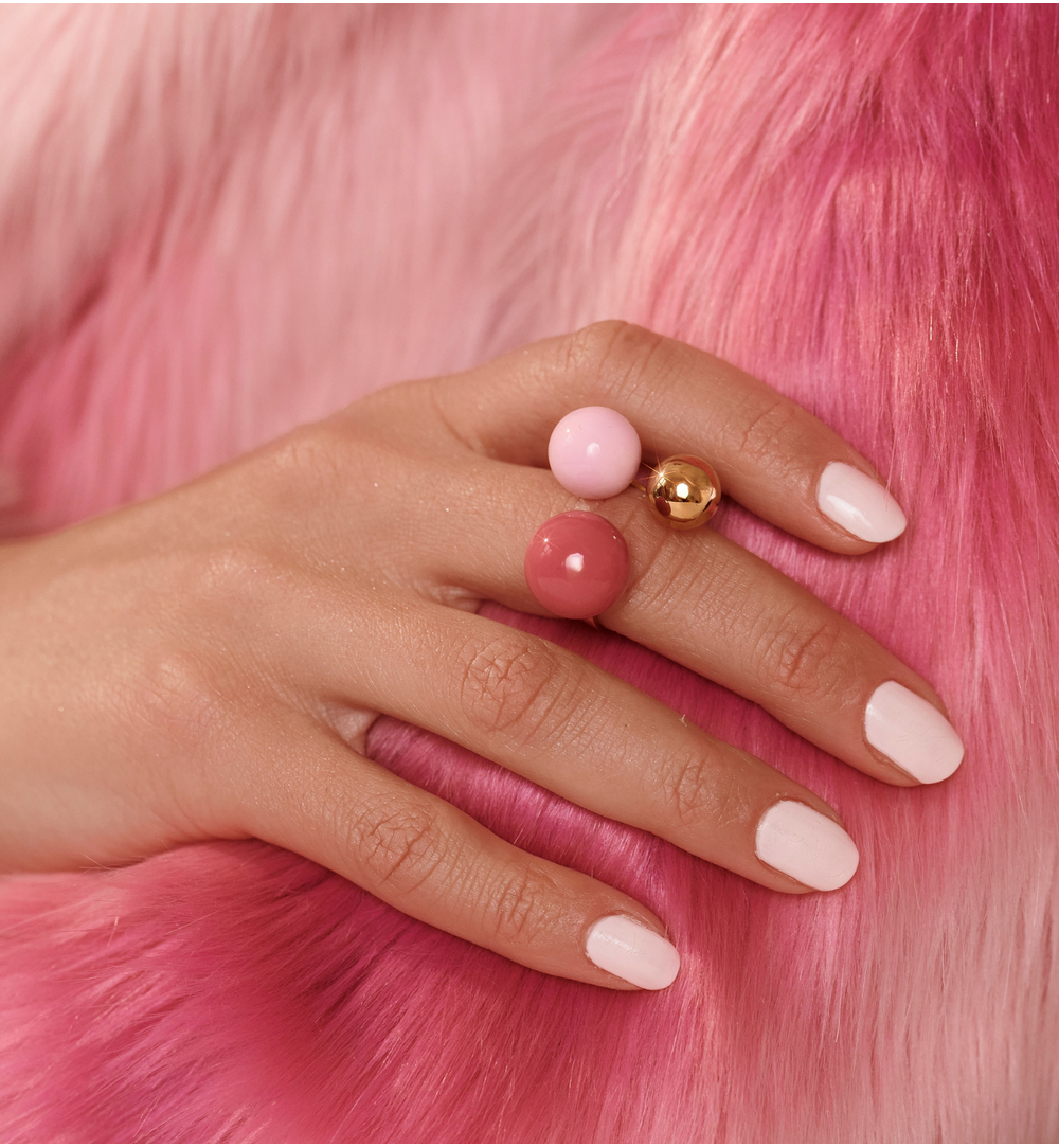 Pierścionek z kulkami w odcieniach  różu PSA1120