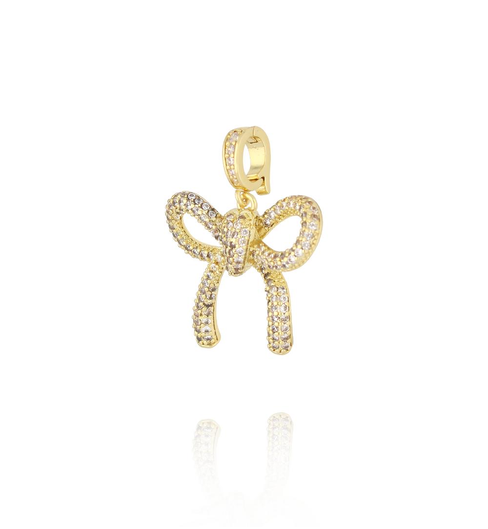 Charms złota kokardka wysadzana cyrkoniami CHSS0056