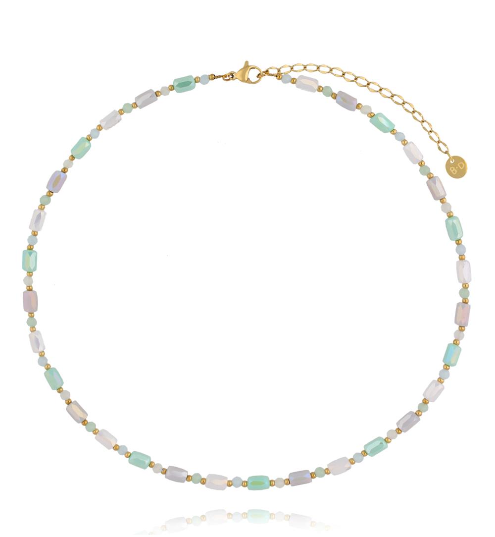 Naszyjnik w odcieniach mięty, bieli i opalu NTW1552