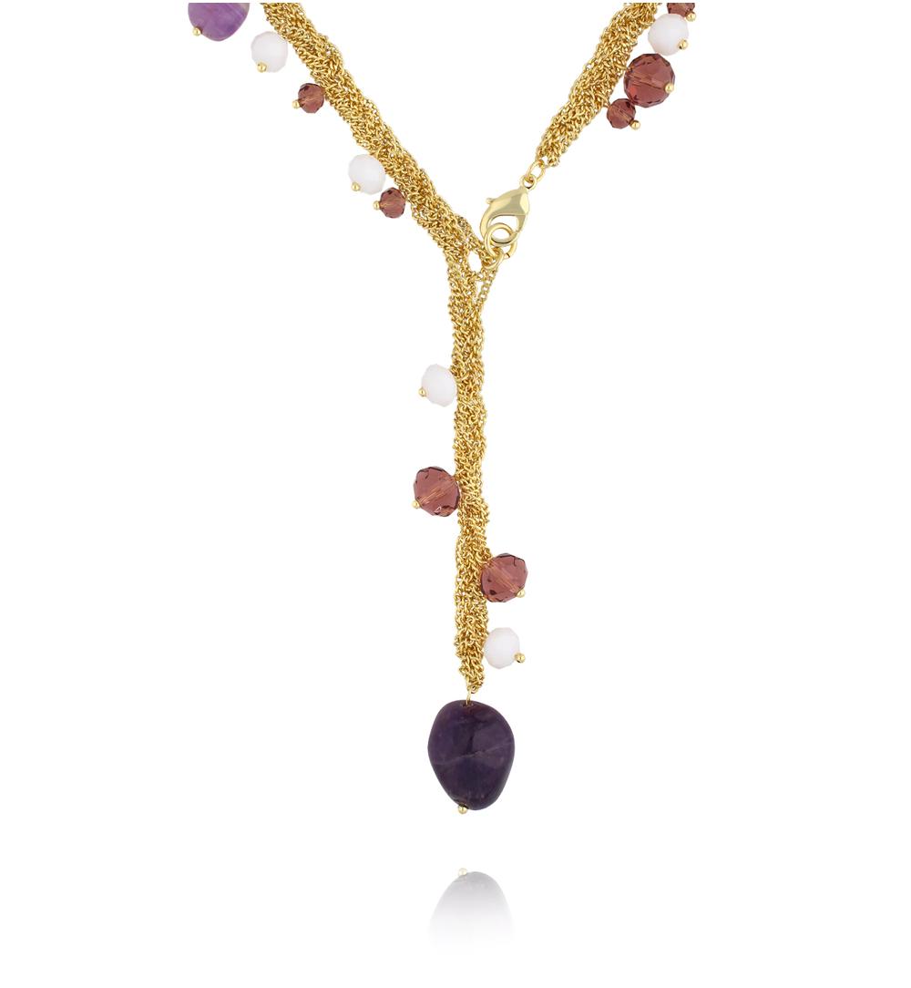 Naszyjnik złoty z ametystami NS0428