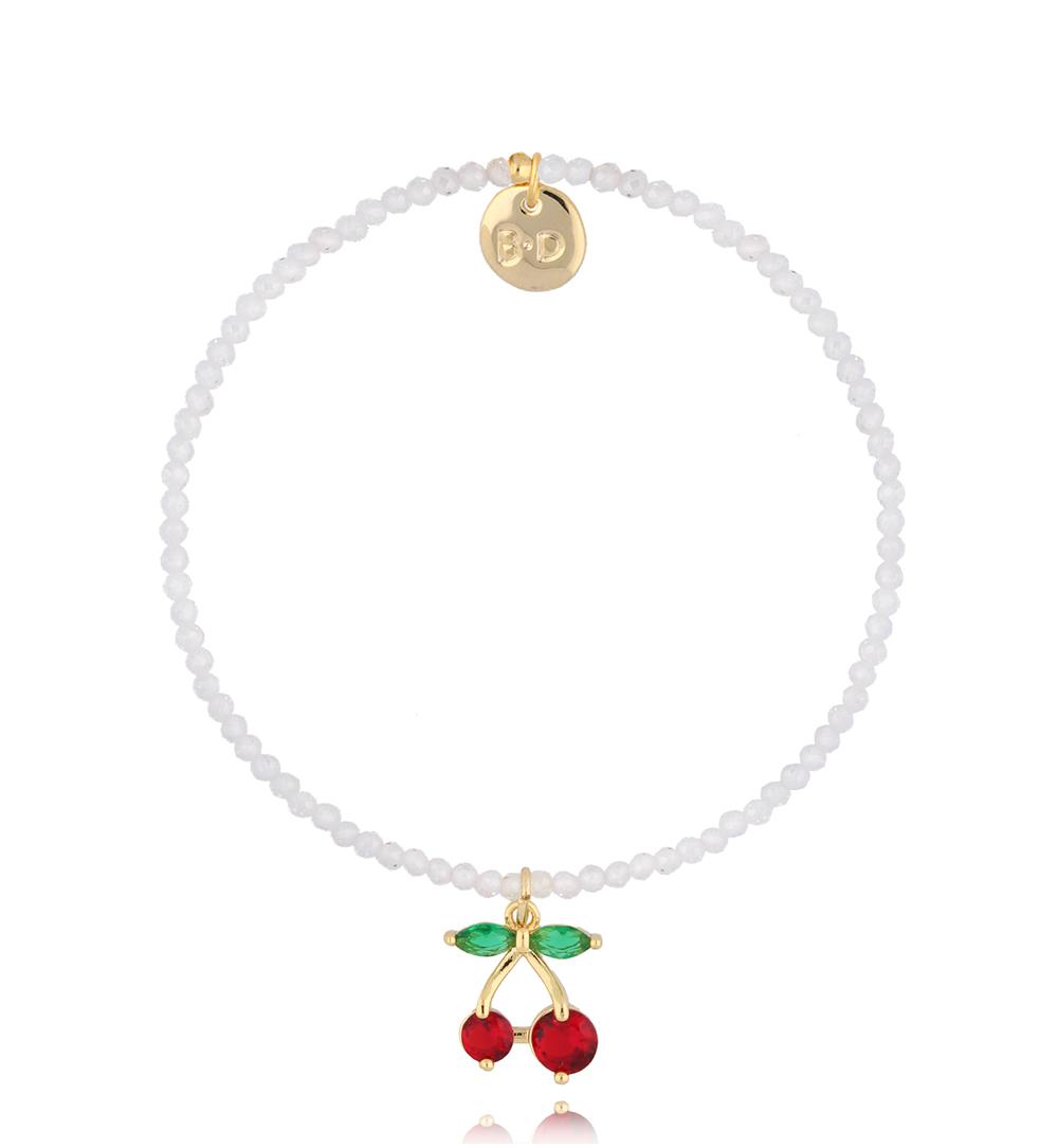 Bransoletka biała z wisienkami Aya BTW1584