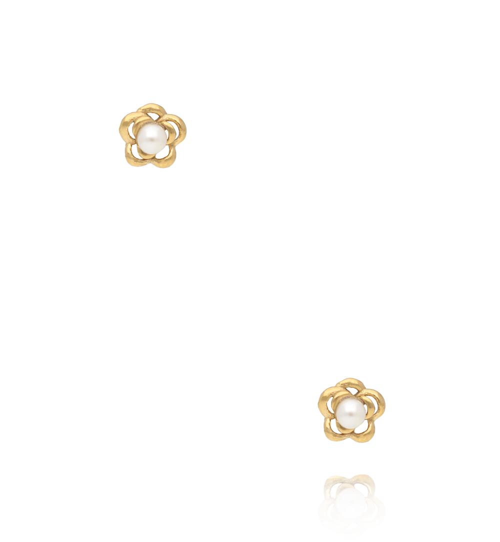 Kolczyki wkrętki w kształcie kwiatka z perłą KSY0628