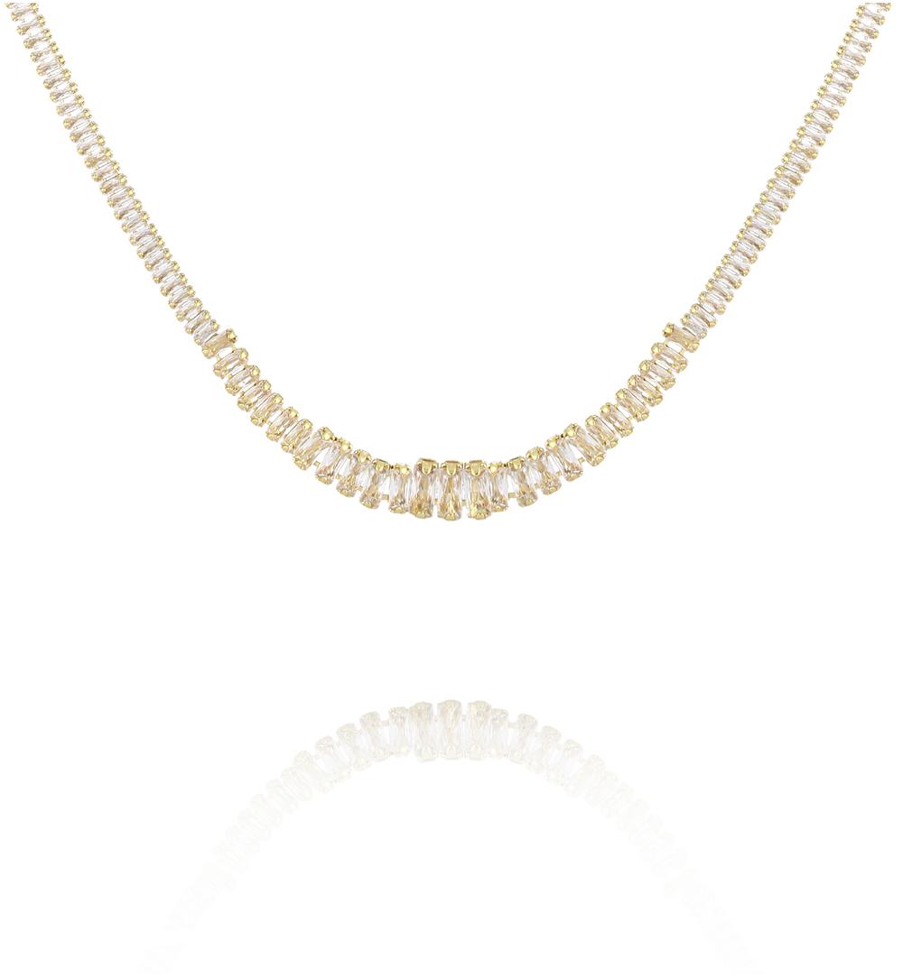 Naszyjnik typu tennis w złotej oprawie NS0422